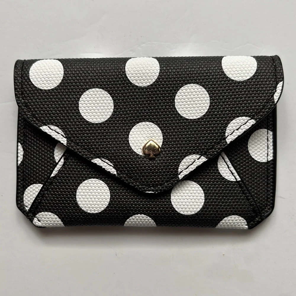Kate Spade LIMITED EDITION Black and White Polka Dot Envelope Card Case